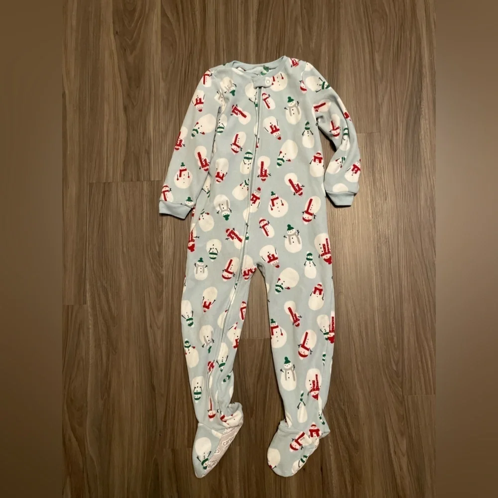 Carters Cozy Snowman Kids One Piece Pajama - Blue size 5T